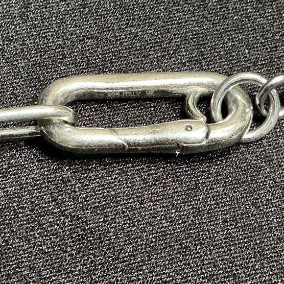 60” Heavy Sterling Silver Italian Paperclip & Freshwater Pearl Choker Necklace - Picture 8 of 8